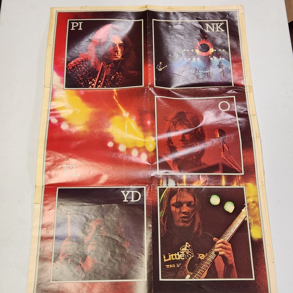 Vtg Pink Floyd Poster Band Collage‎ Live Concert Art Rock Memorabilia 22x34